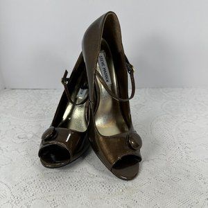 Steve Madden, Brown Open toe, with Strap Pump, USA Women's Size 7.5